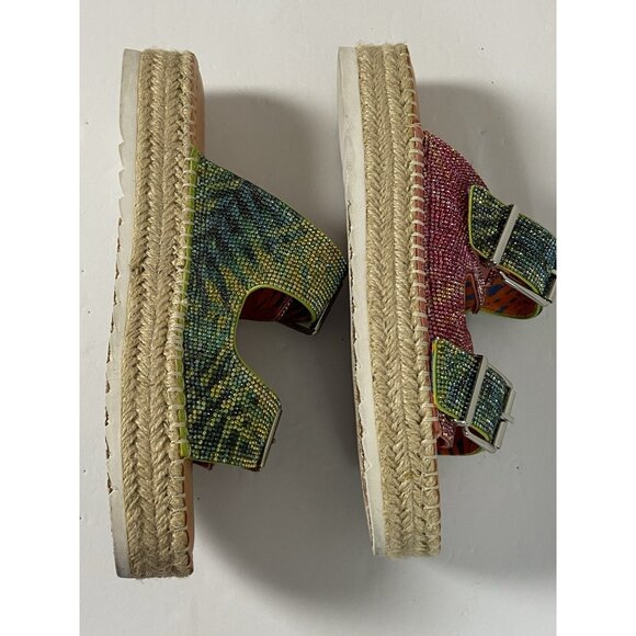 Gianni Bini Rhinestone Platform Sandals Womens Sz 10M Espadrille Double Straps - Picture 11 of 16